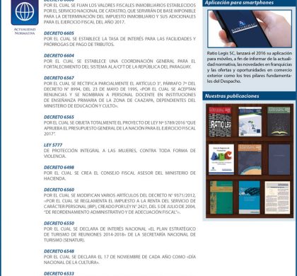 Gaceta Oficial de la República del Paraguay (Diciembre 2016)