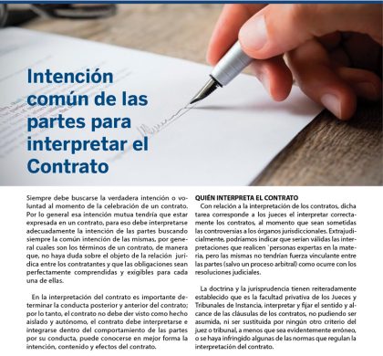 Intención común de las partes para interpretar el contrato