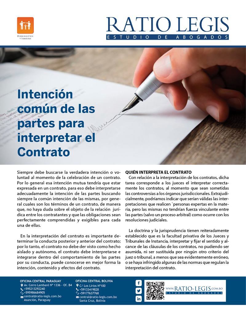 (Español) Intención común de las partes para interpretar el contrato
