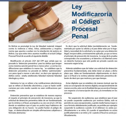 (Español) Ley Modificatoria al Código Procesal Penal