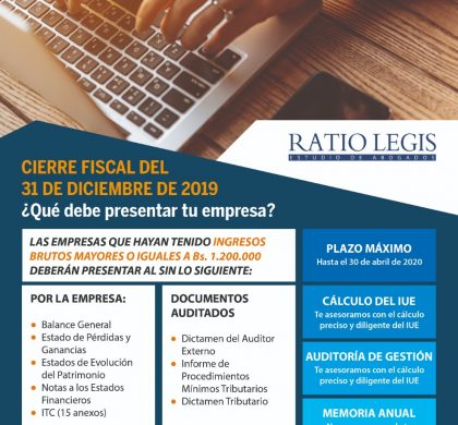 Cierre Fiscal del 31 de Diciembre de 2019