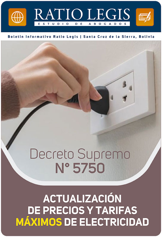 Decreto Supremo N° 5750 Actualización de precios y tarifas máximos de electricidad