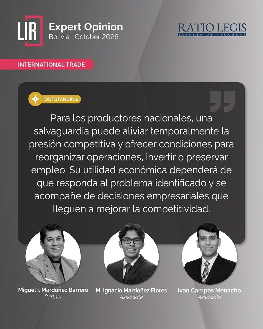 Ratio Legis, patrocina al sector azucarero de Bolivia respecto a la salvaguarda al arancel que se pretende imponer a las empresas Bolivianas.